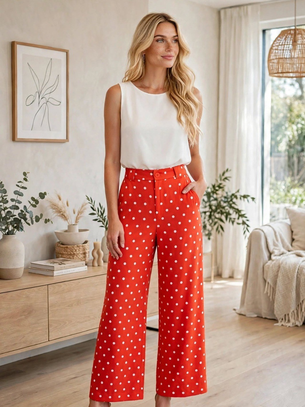 Calça pantalona poá 281