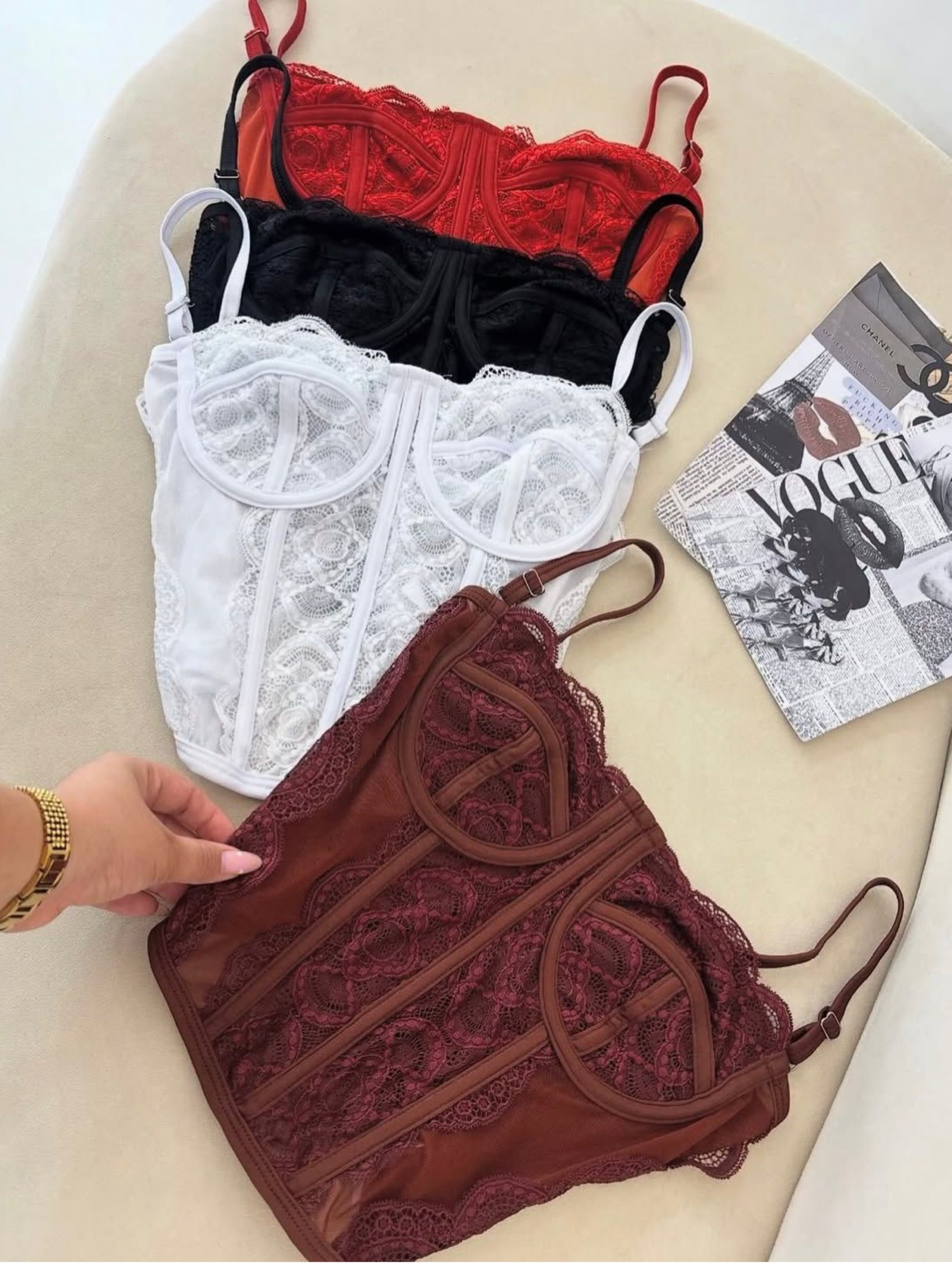 Cropped Corselet renda