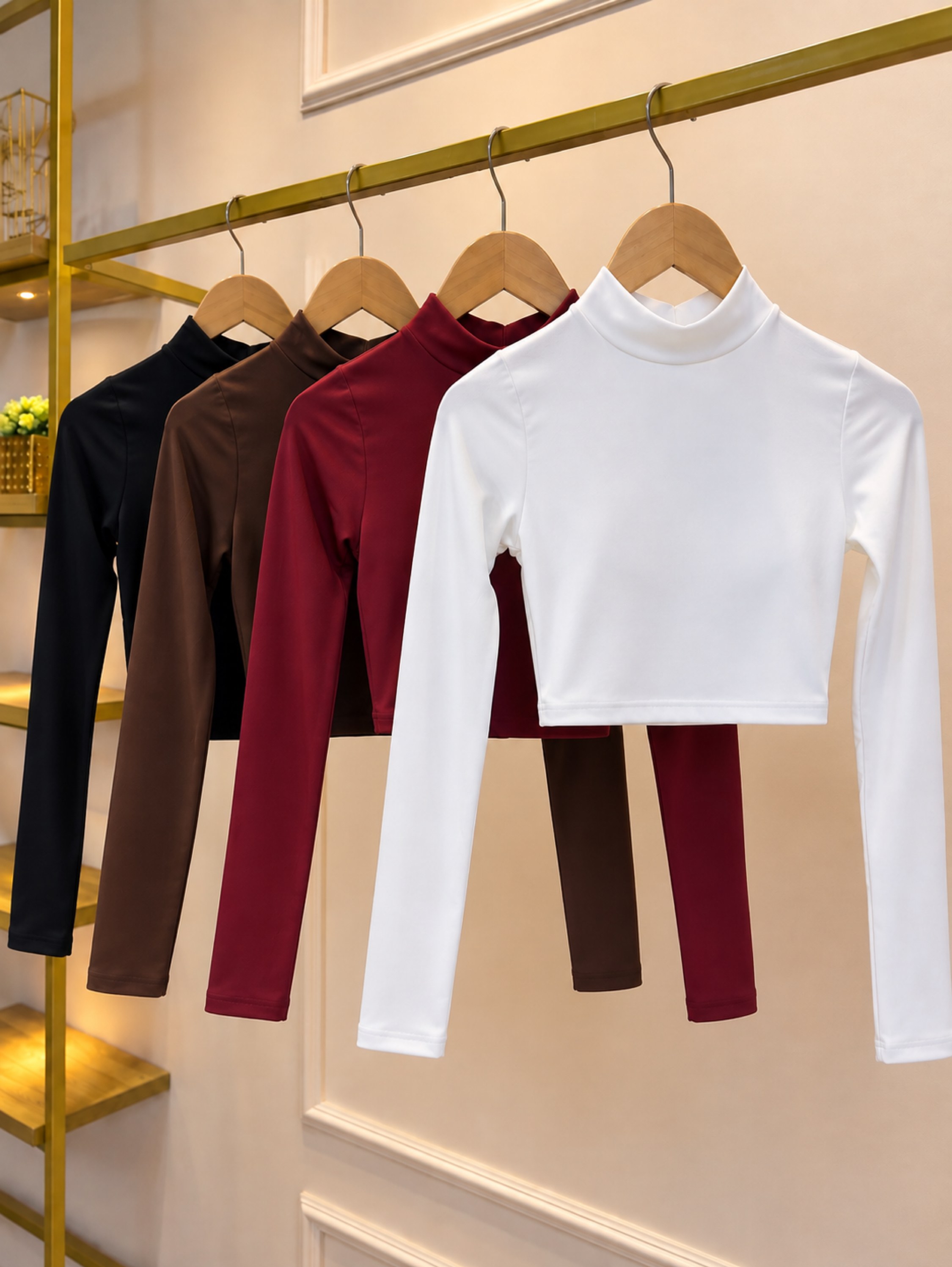 Cropped gola alta manga longa