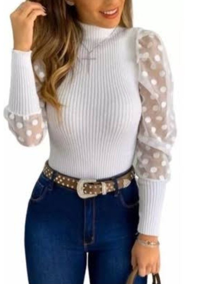 Blusa Gola Alta Manga Longa