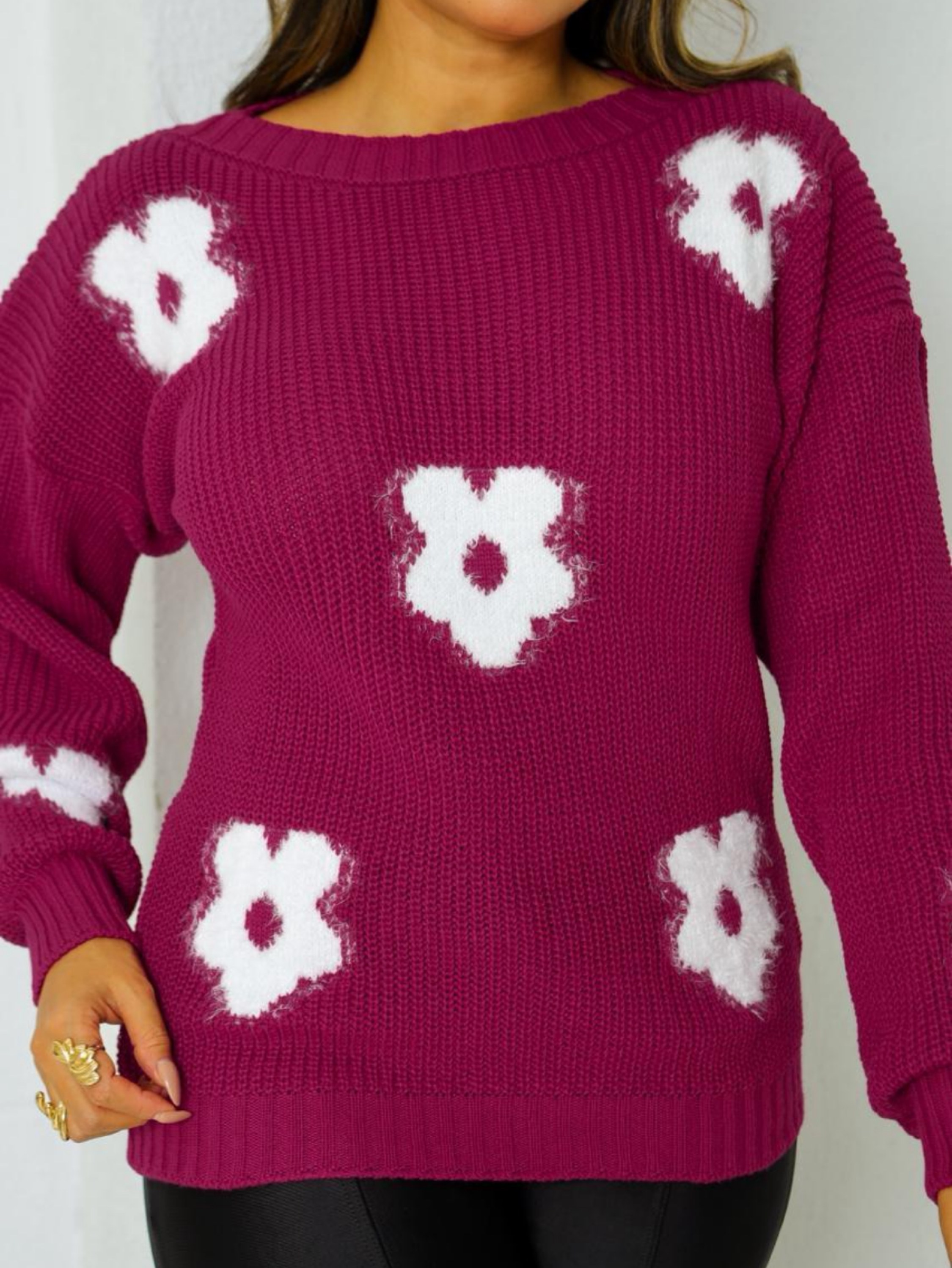 Blusa Flor em Tricô 🌸❄️