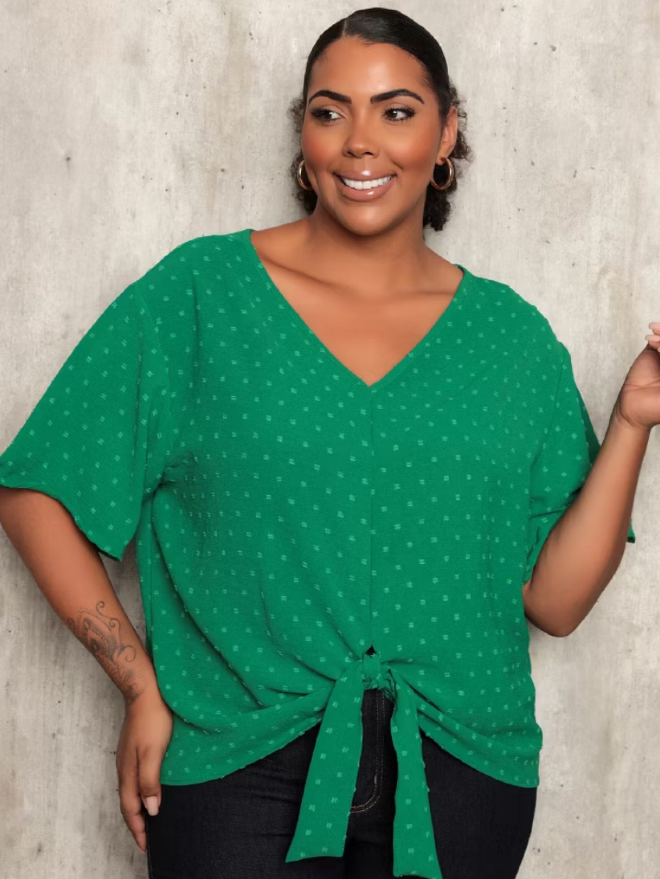 Blusa Plus Size Amarração – Tecido Duna Pipoca