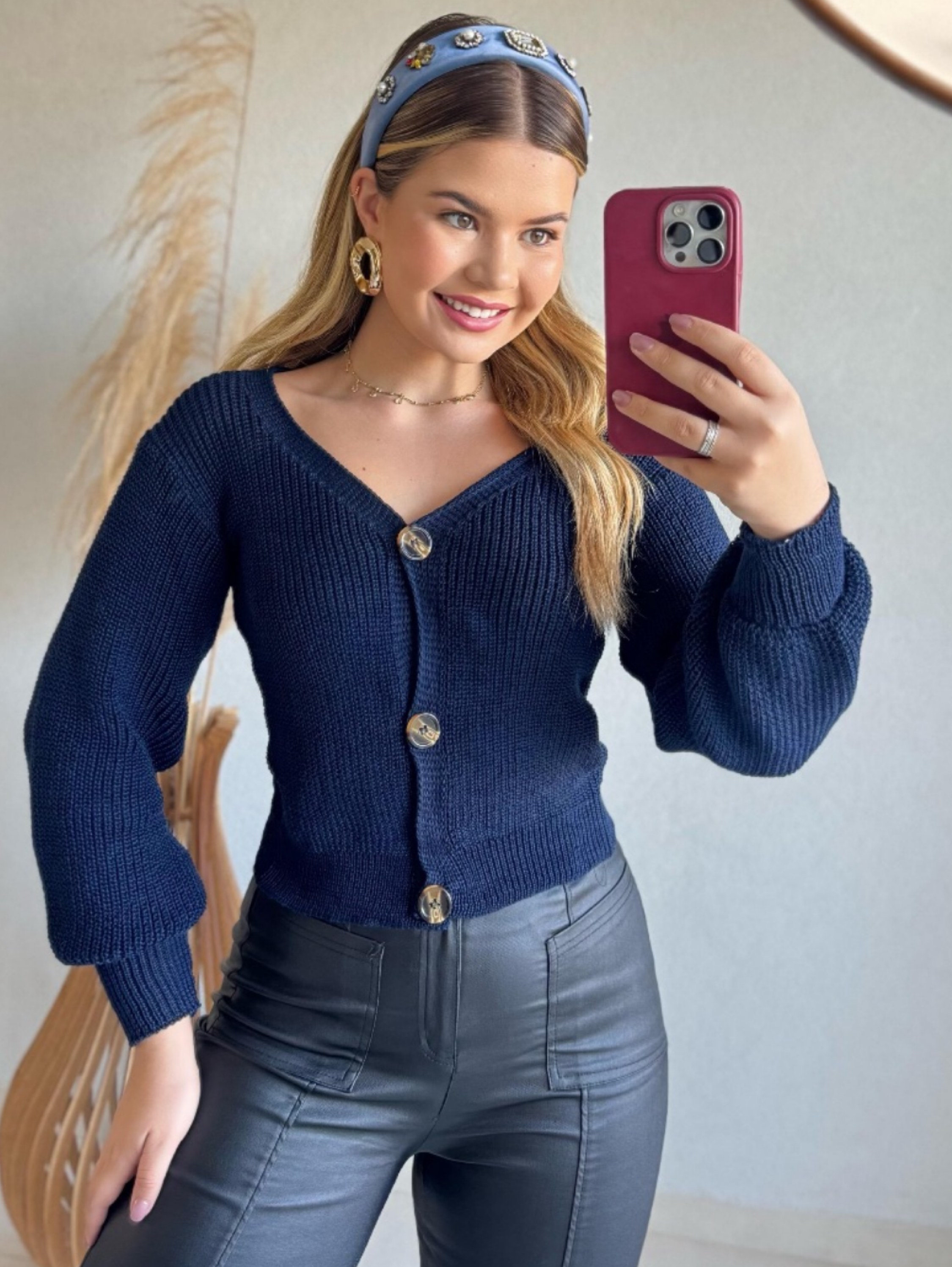 Blusa Casaquinho Tricô 3 Botoes