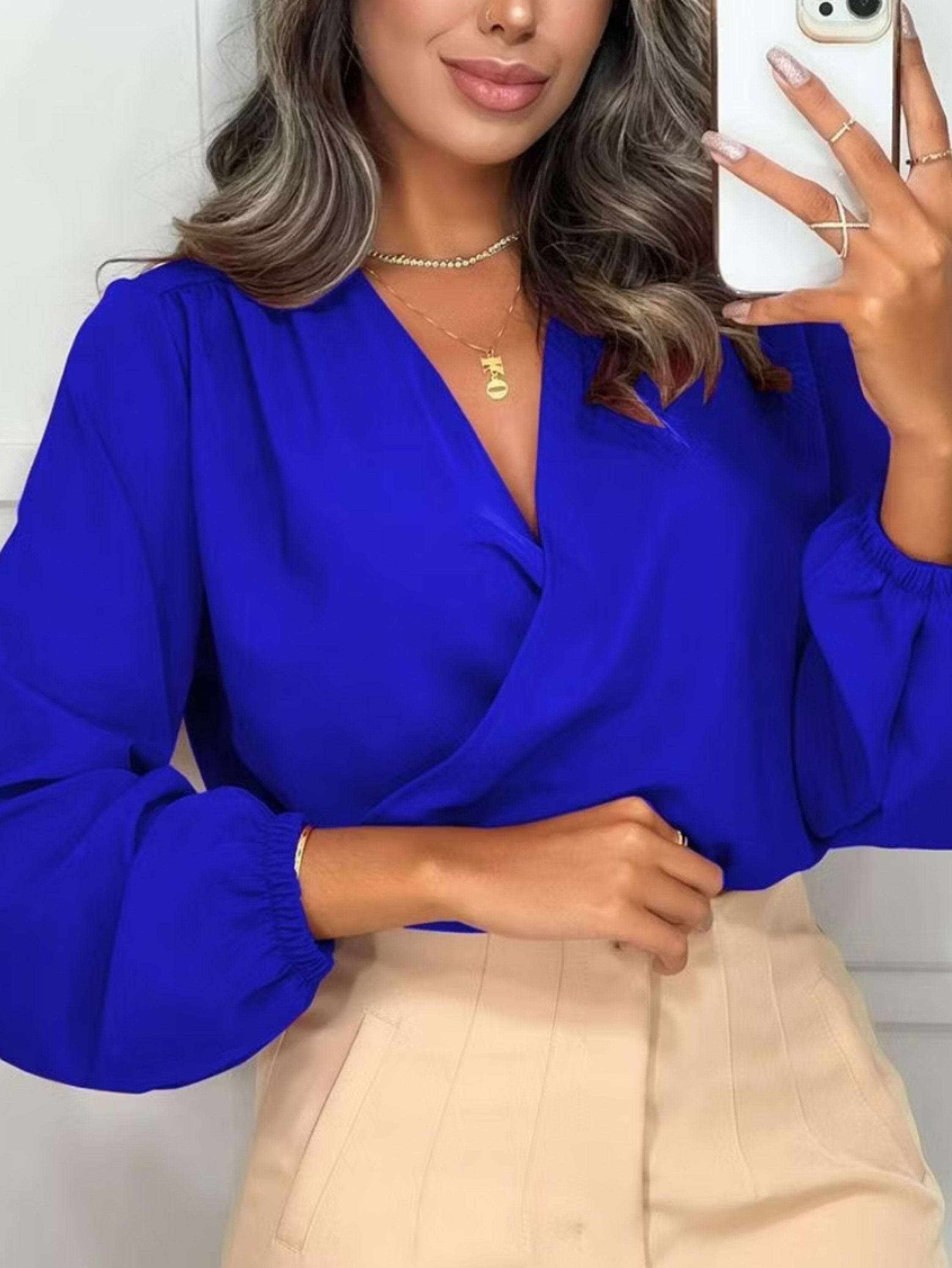 Blusa Manga Longa Transpassada Feminina