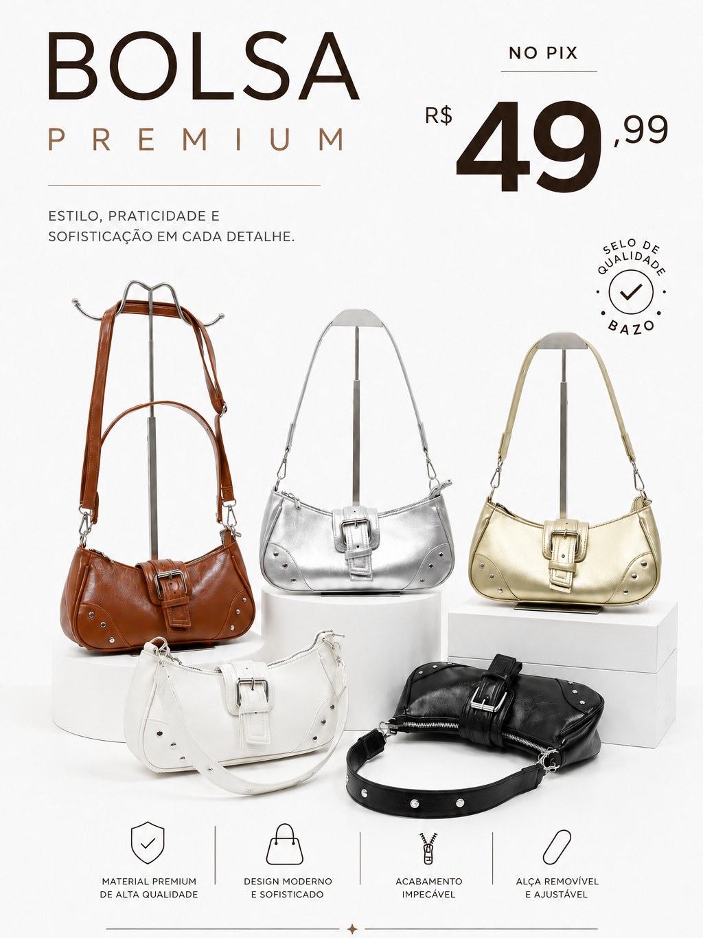 Bolsa Feminina Meia Lua -Premium-