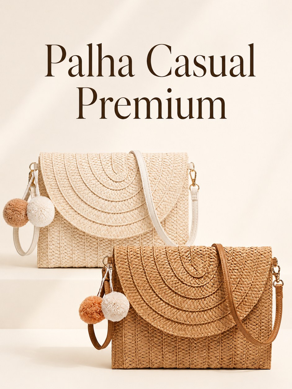 Bolsa Feminina de Palha Casual Premium