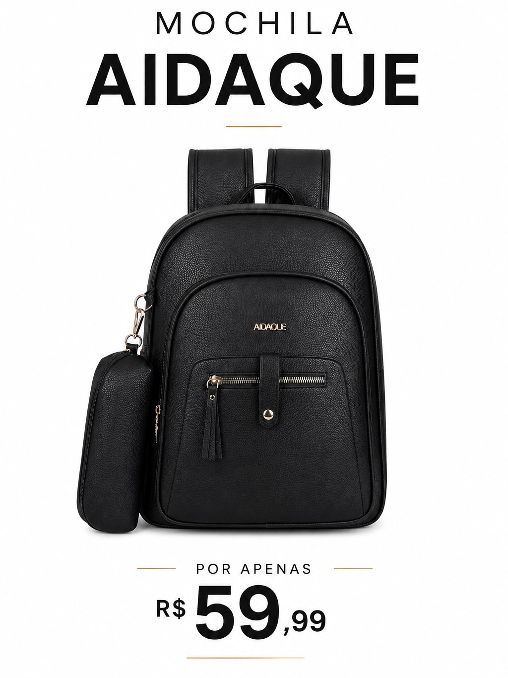 Mochila Feminina -Aidaque- Acompanha Estojo
