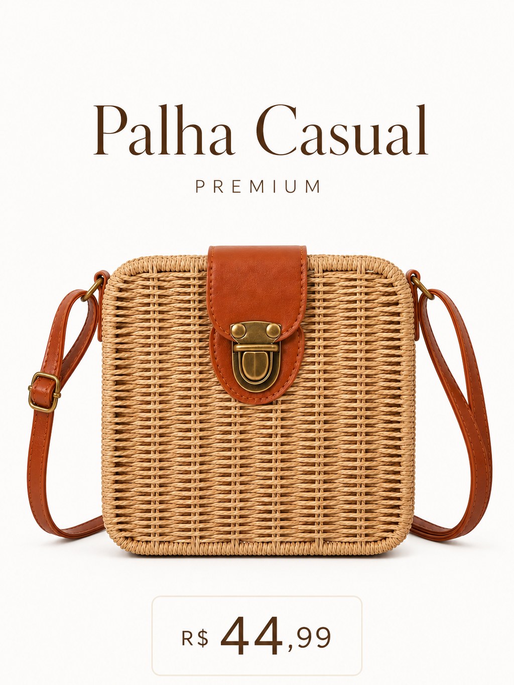 Bolsa Feminina de Palha Casual Premium