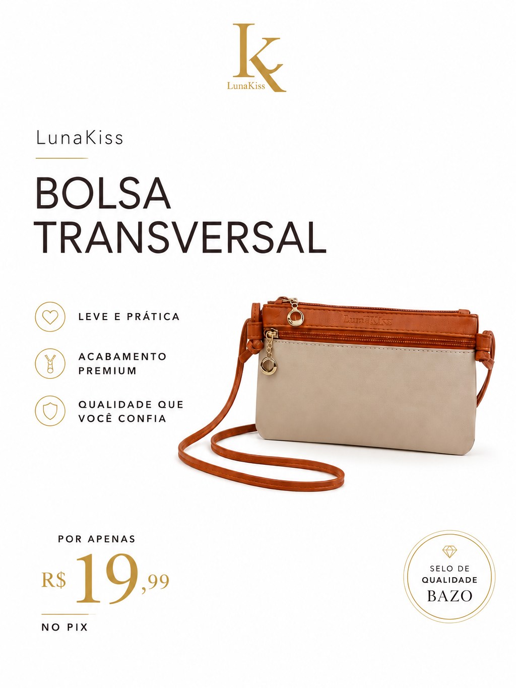 Bolsa Transversal Feminina Luna Kiss