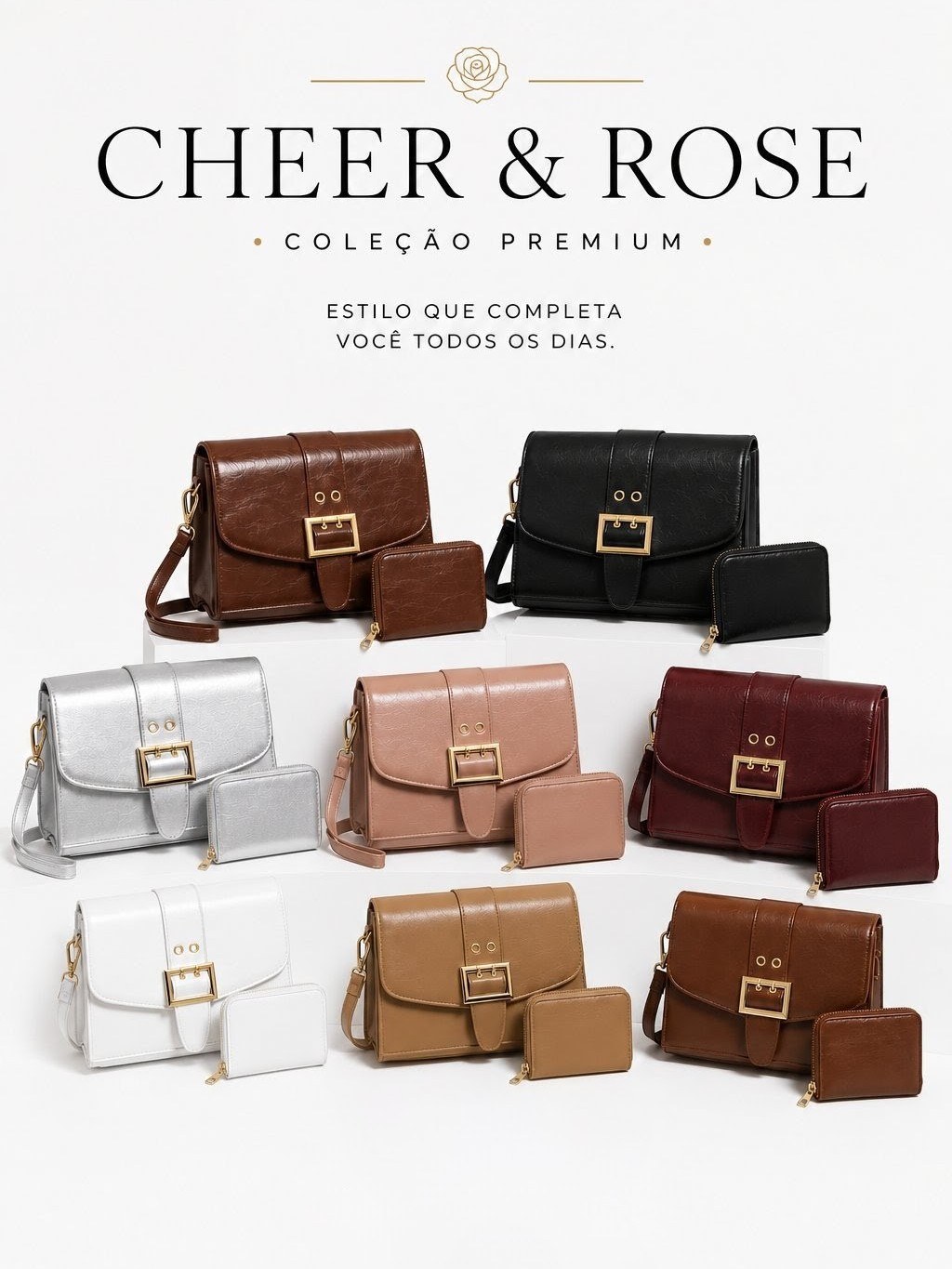 Bolsa Feminina CHEER ROSE Premium com carteira
