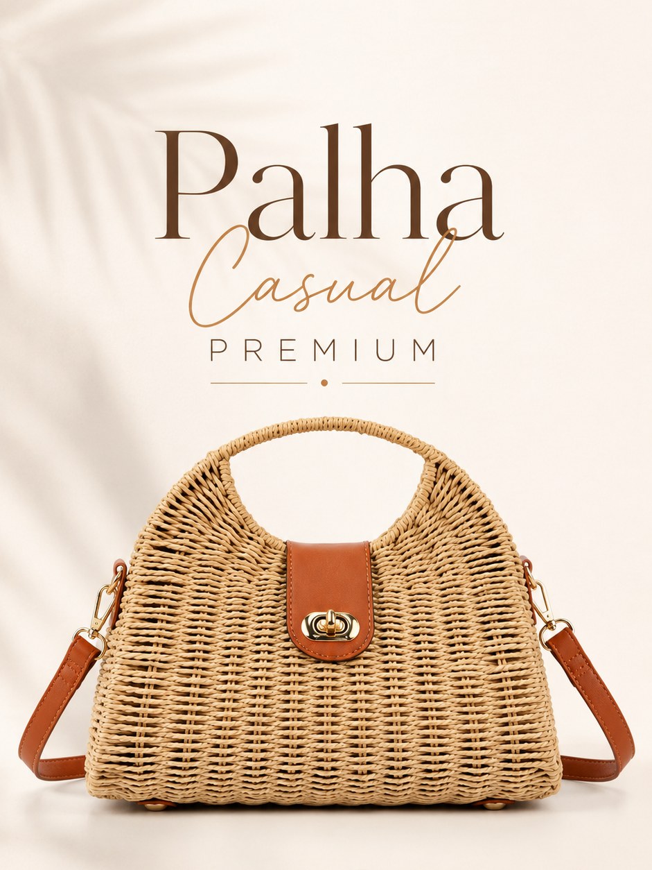 Bolsa Feminina de Palha Casual Premium