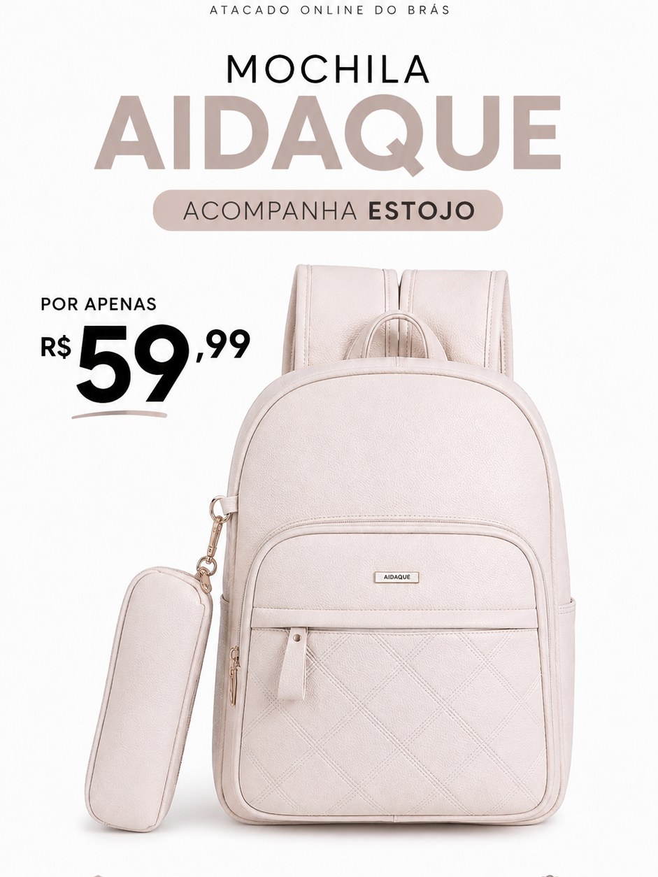 Mochila Feminina -Aidaque-Acompanha Estojo