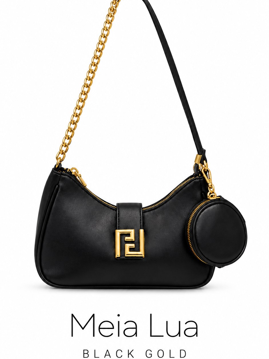 Bolsa Feminina Meia Lua Black Gold