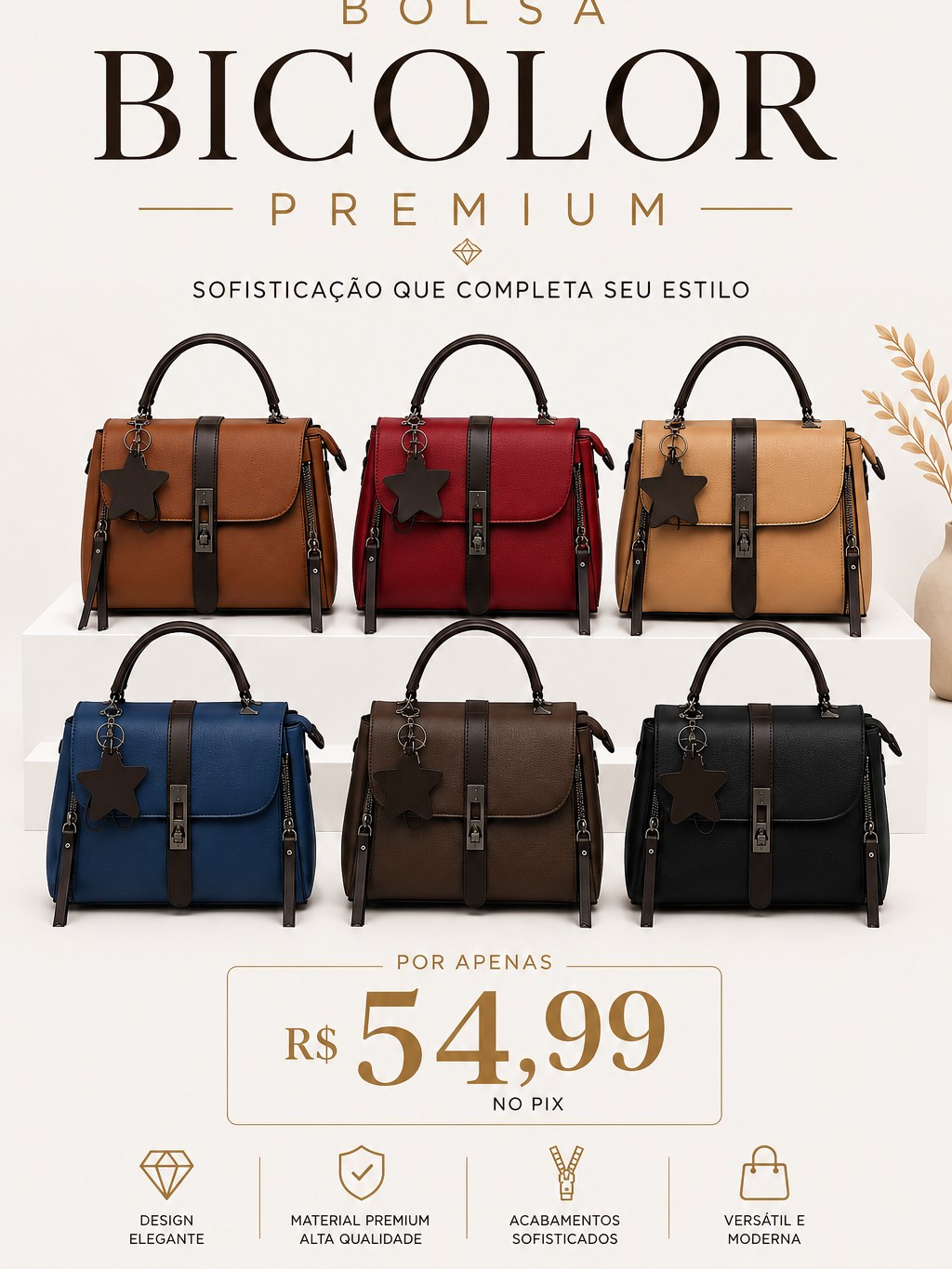Bolsa de Mão Bicolor Premium -Pequena-
