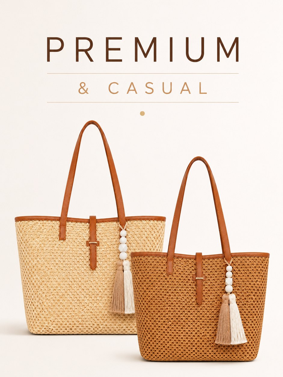 Bolsa Feminina de Palha Casual Premium