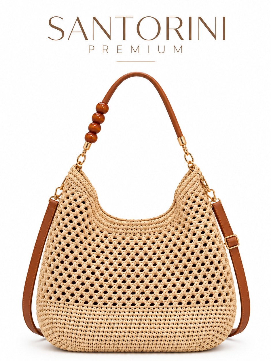 Bolsa Feminina de Palha Santorini Premium