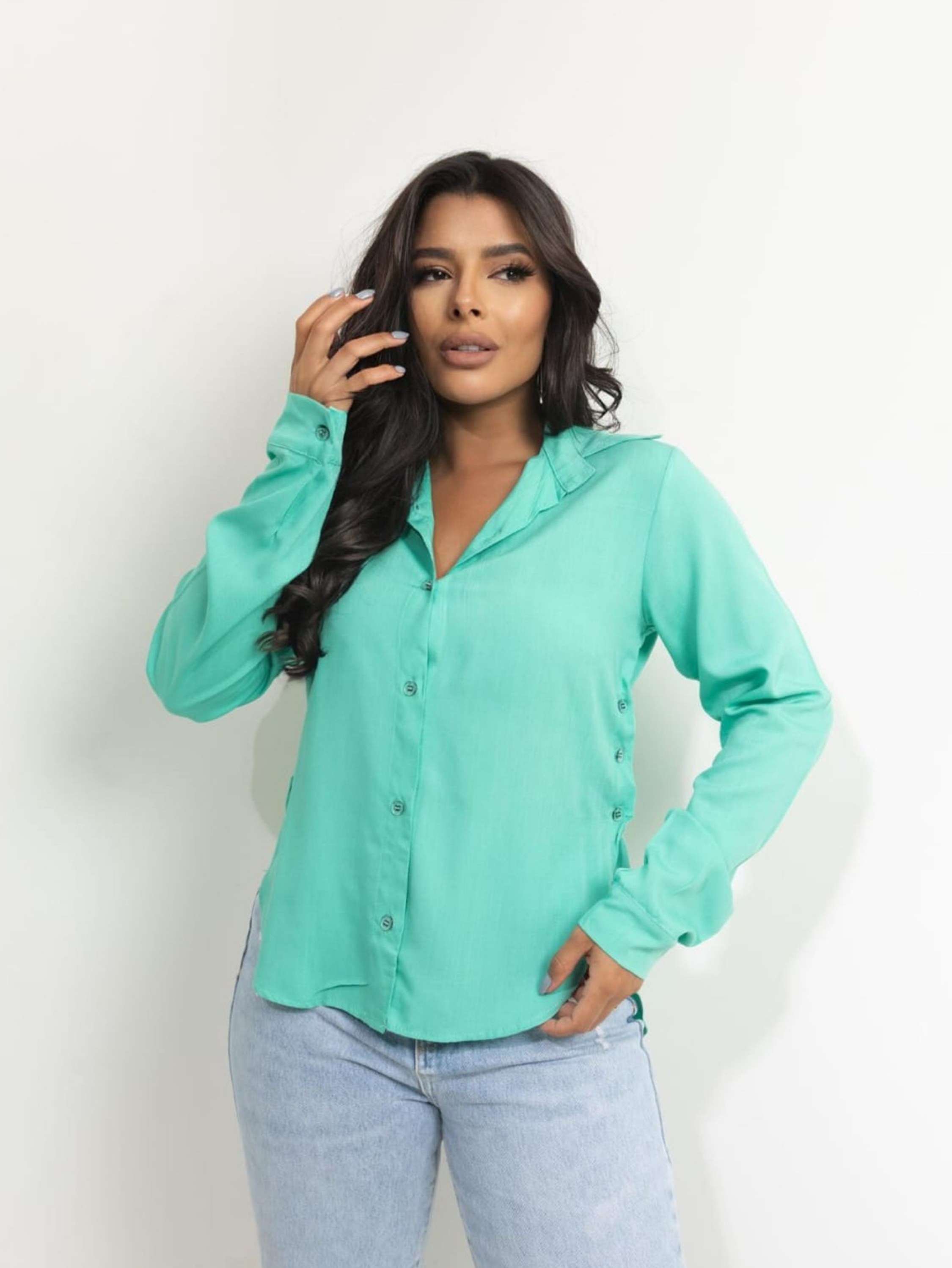 Camisa Com Botão Lateral