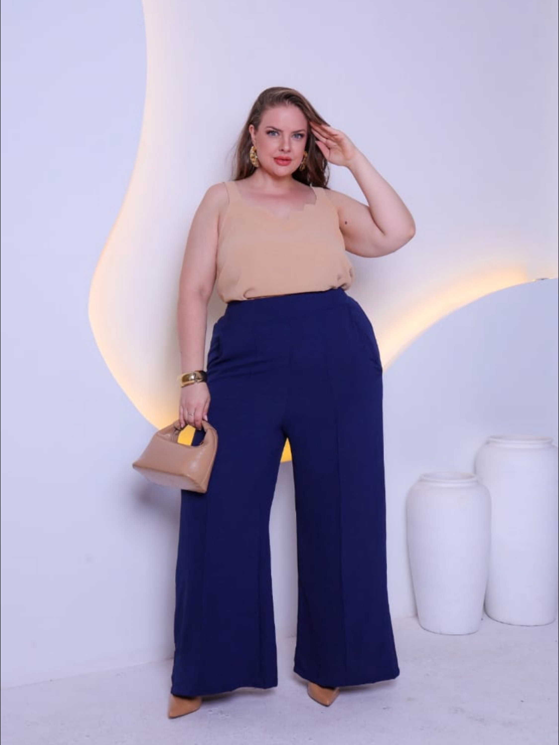Calça Pantalona Plus Size Feminina