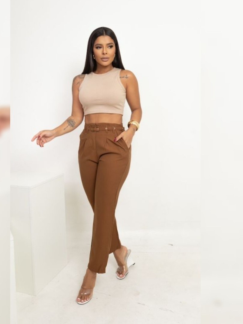 Calça Zara Com Cinto Forrado