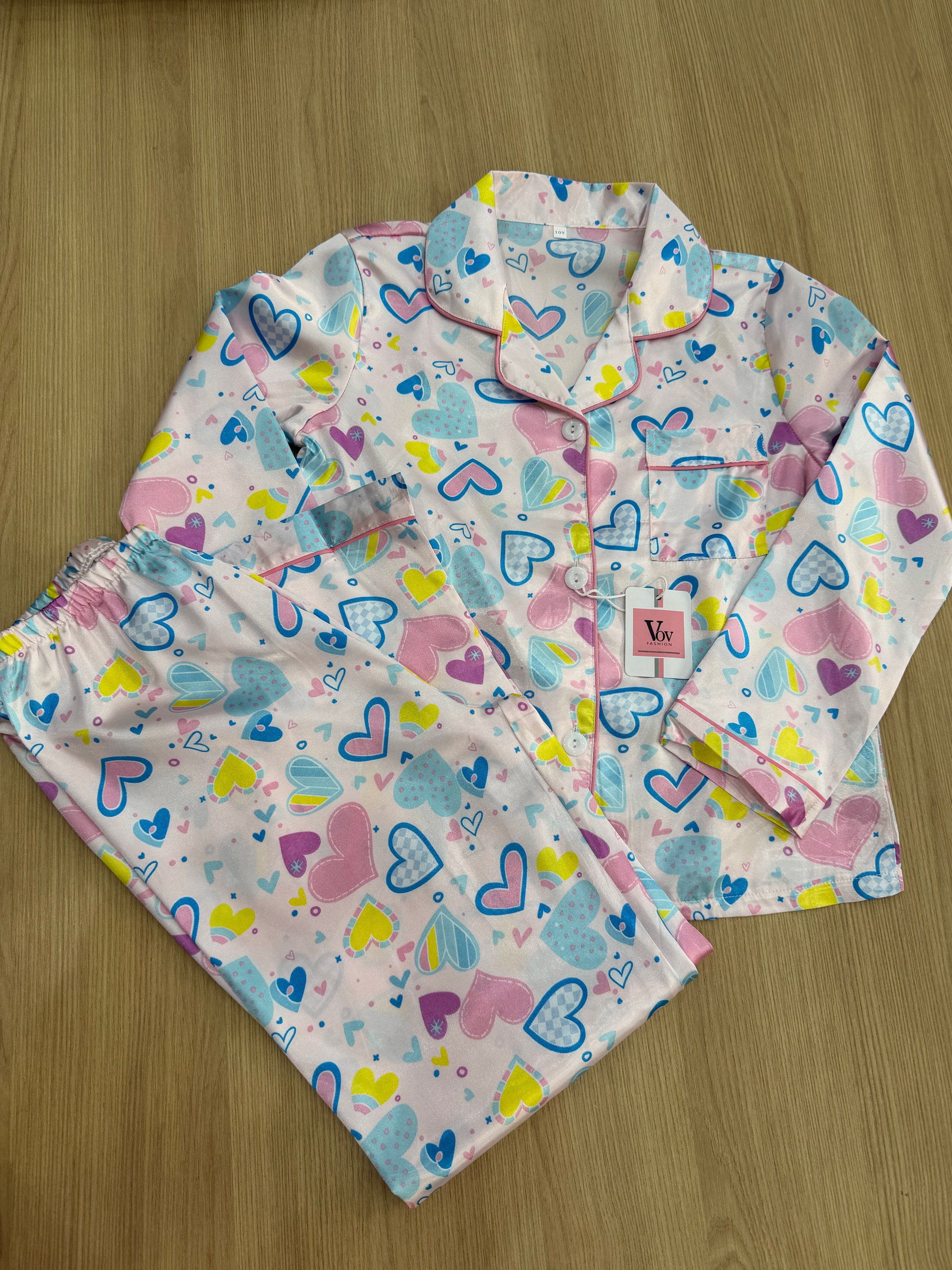 Pijama infantil coração 020 manga longa