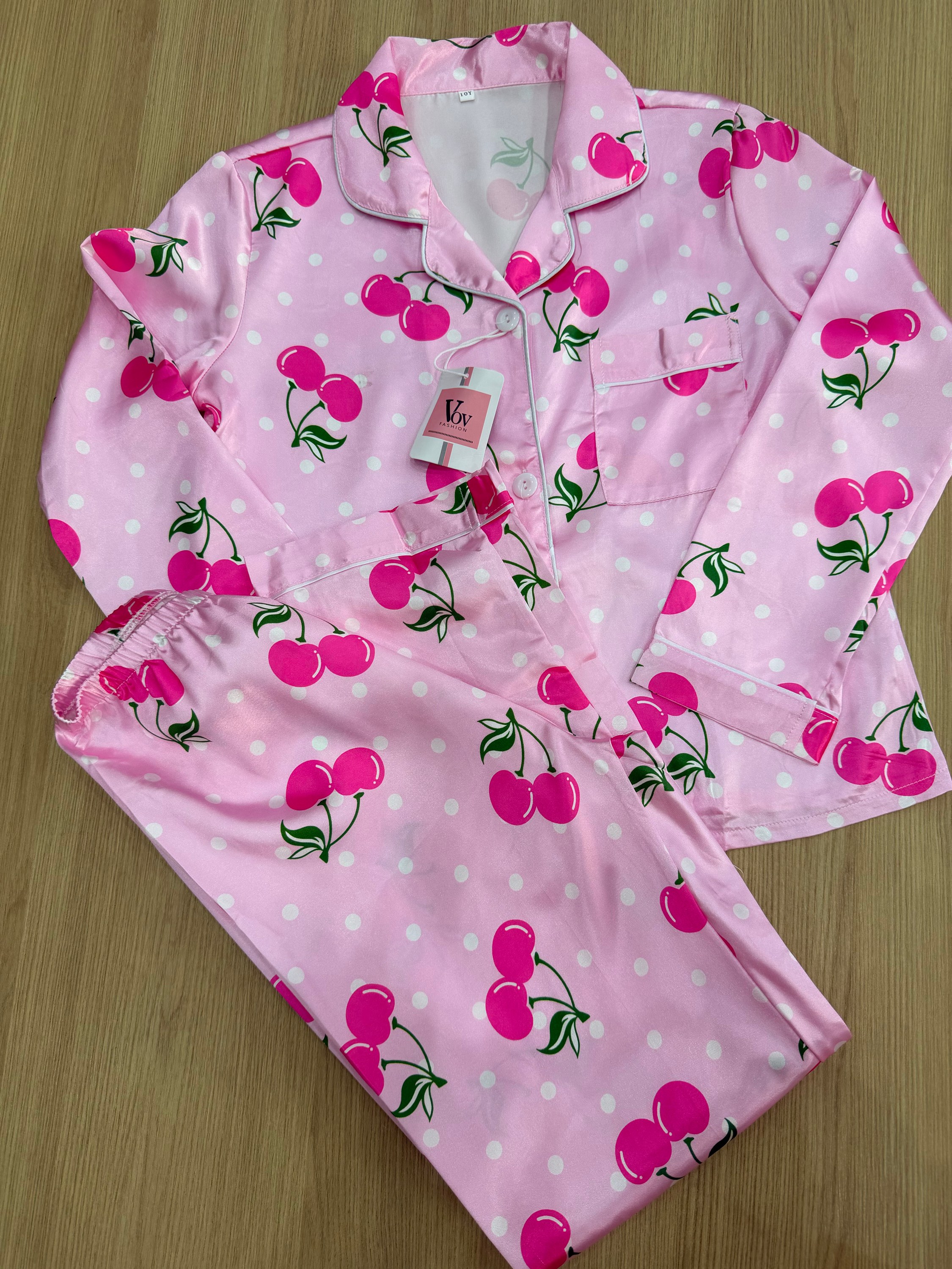 Pijama infantil cereja longa 021