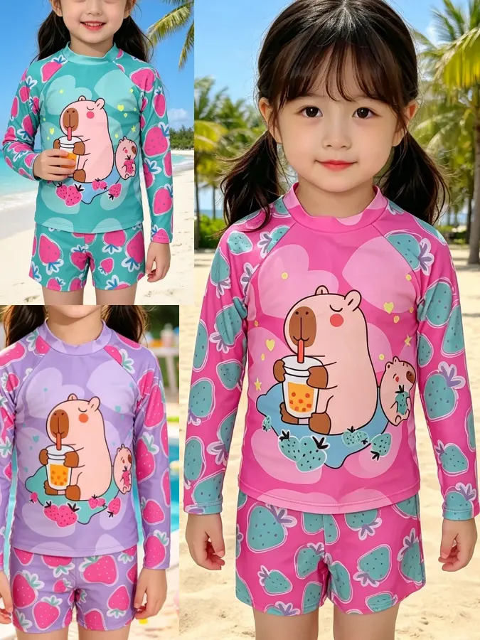 Conjunto Proteção UV Capivara – Roupa de Banho Infantil