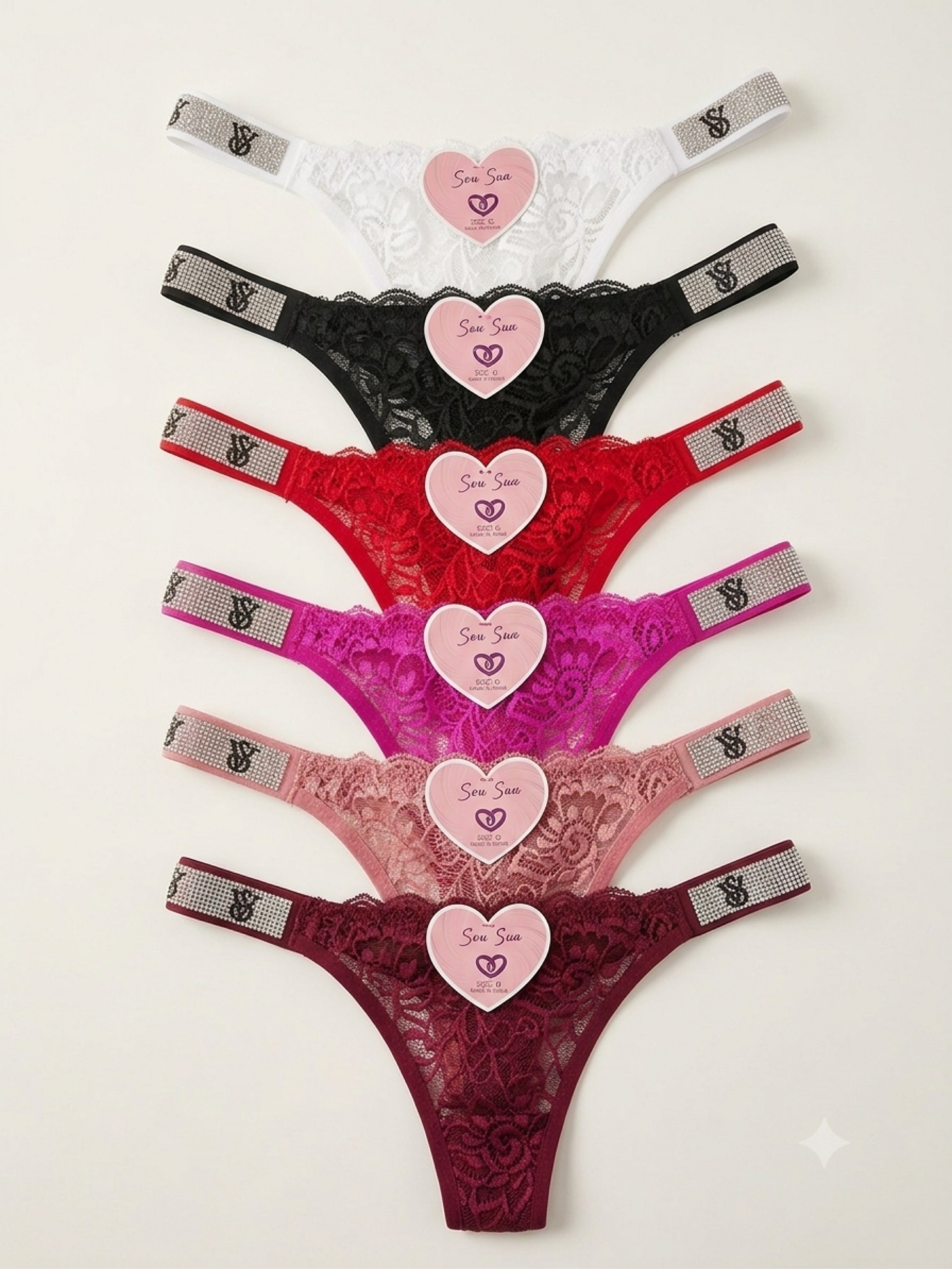 Calcinha Victoria Secret com strass kit 12 un