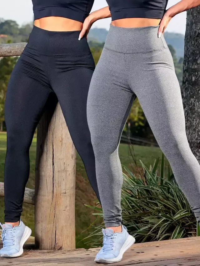 Kit 10 Leggings Femininas Cós Alto Suplex Fitness Treino