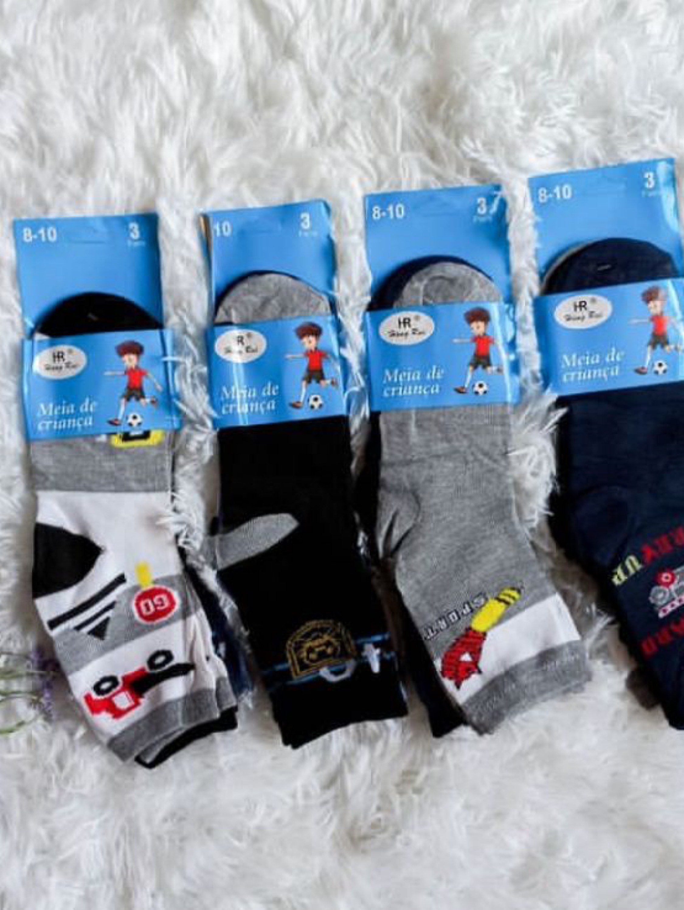 Meia infantil masculina 0/2 a 8/10 anos kit 240 pares