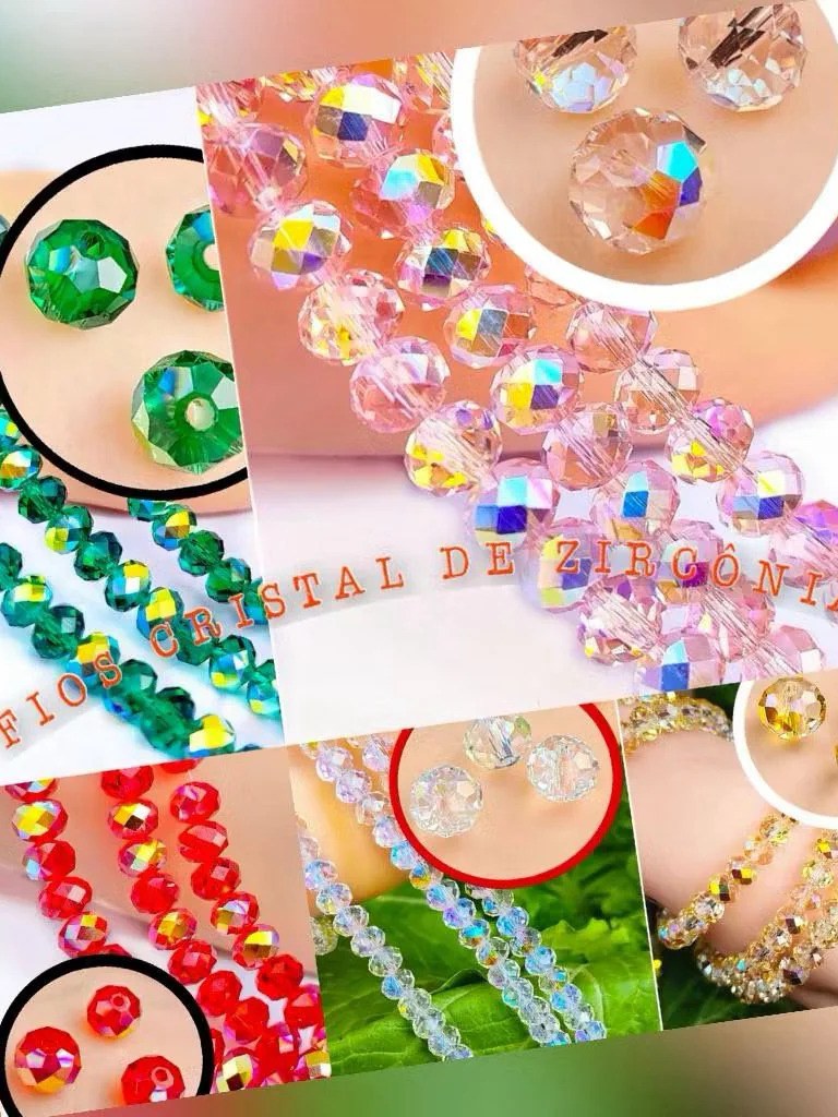 Kit 10 Fio de Cristal 6mm Pedra 90~100 Zirconia Fio Premium