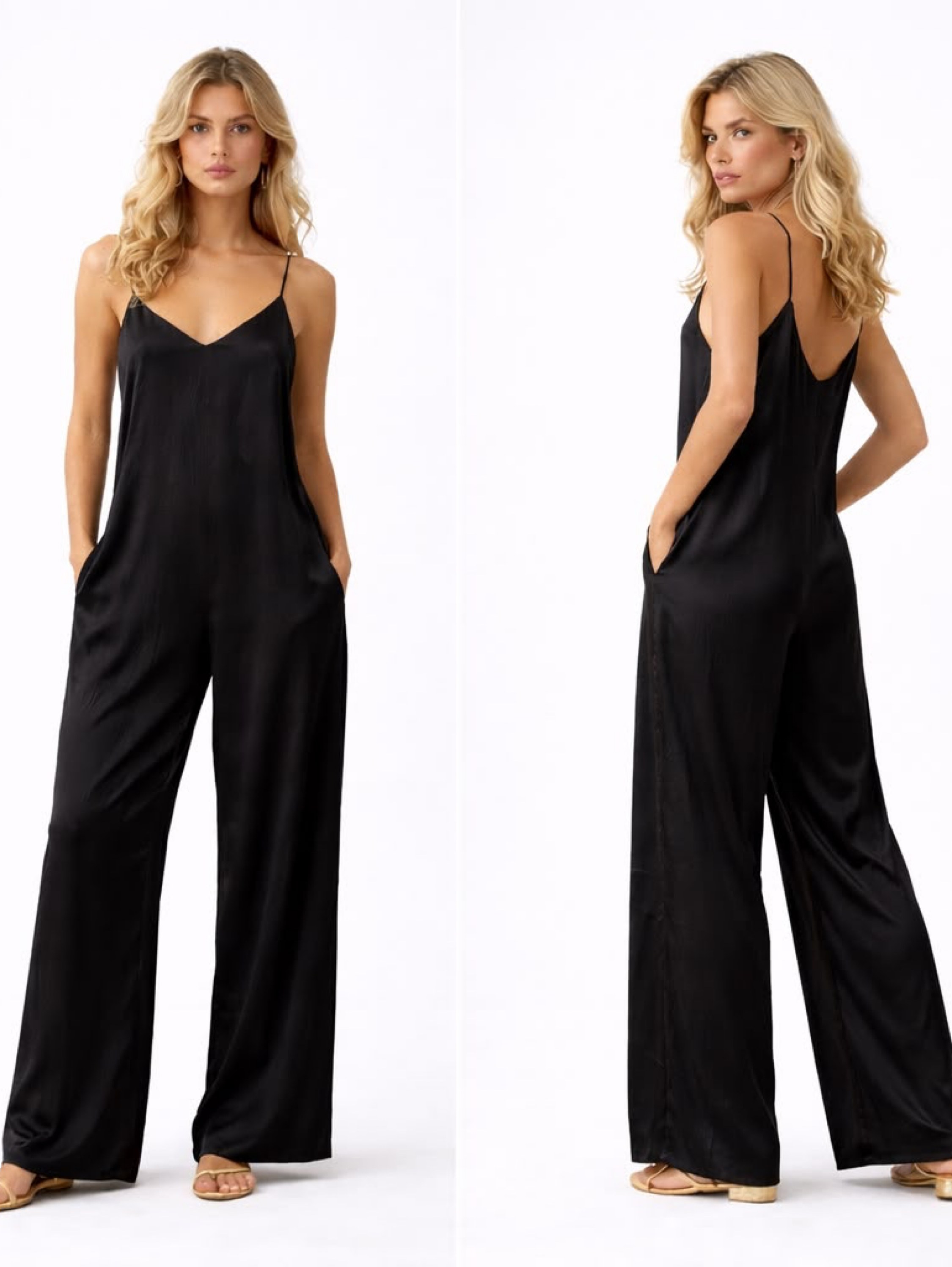 Macacão Pantalona Feminino com Bolso Ajustavel