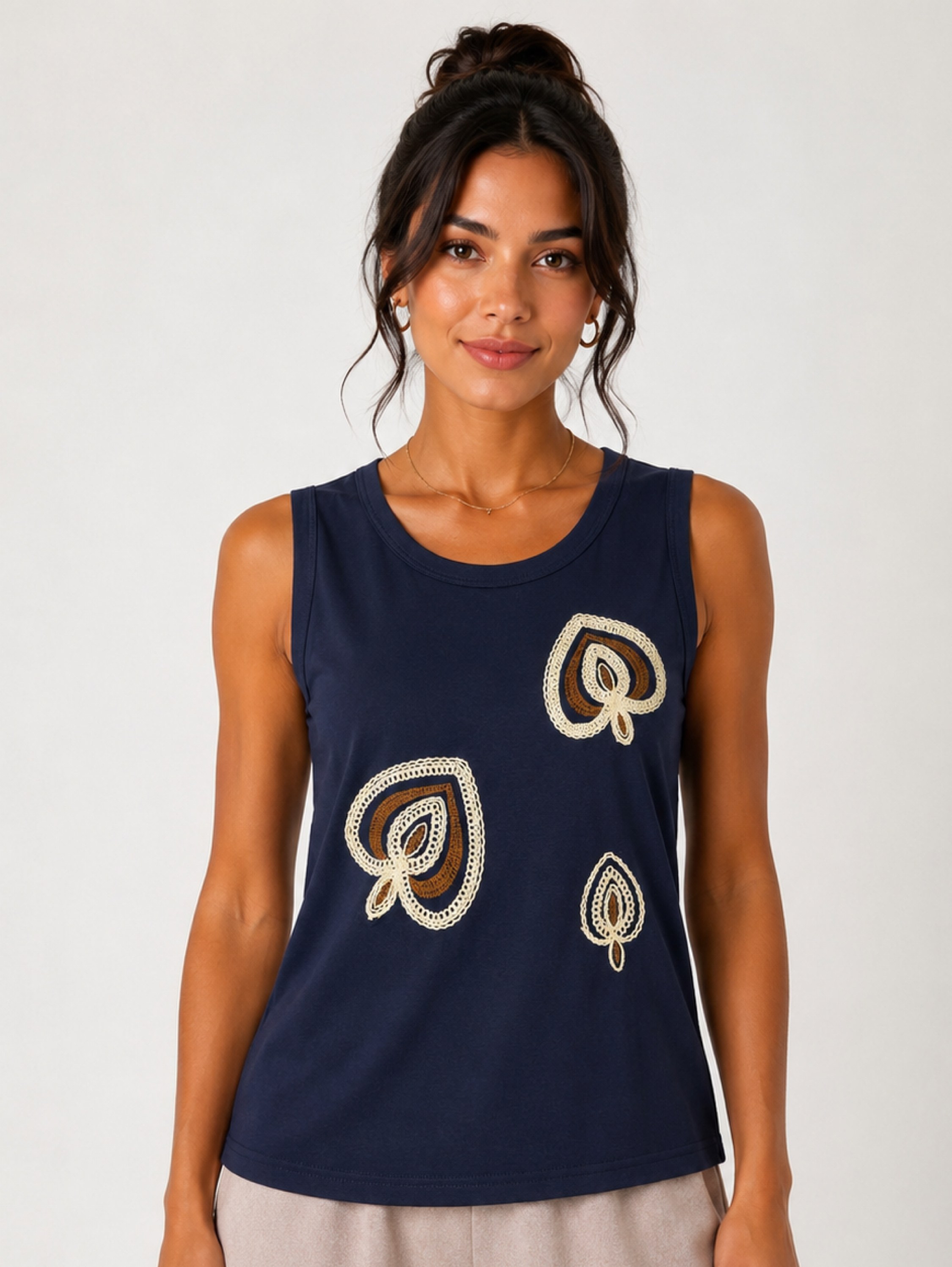 Regata Bordada Elegance Premium Feminina