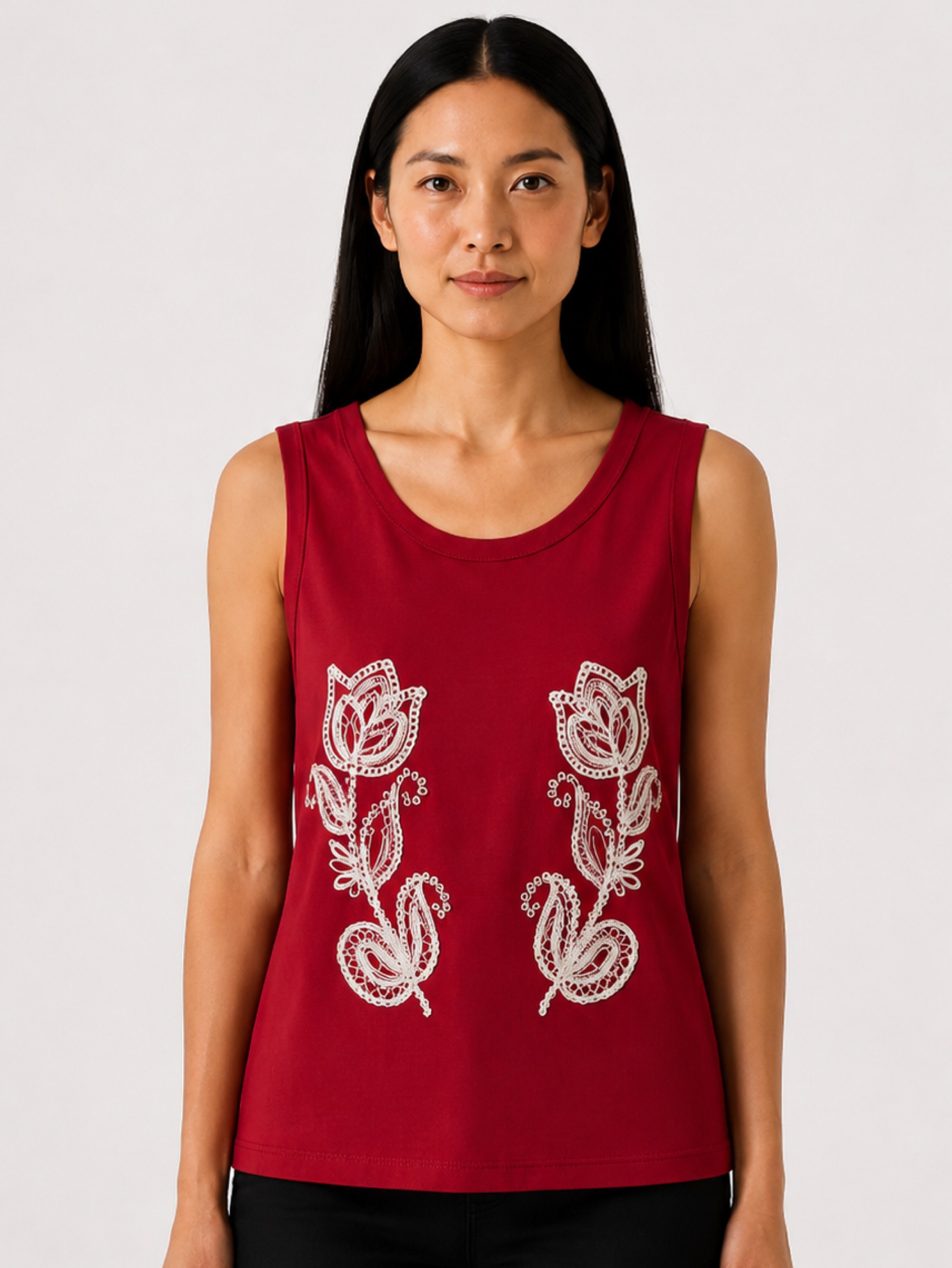 Regata Floral Bordada Premium Feminina
