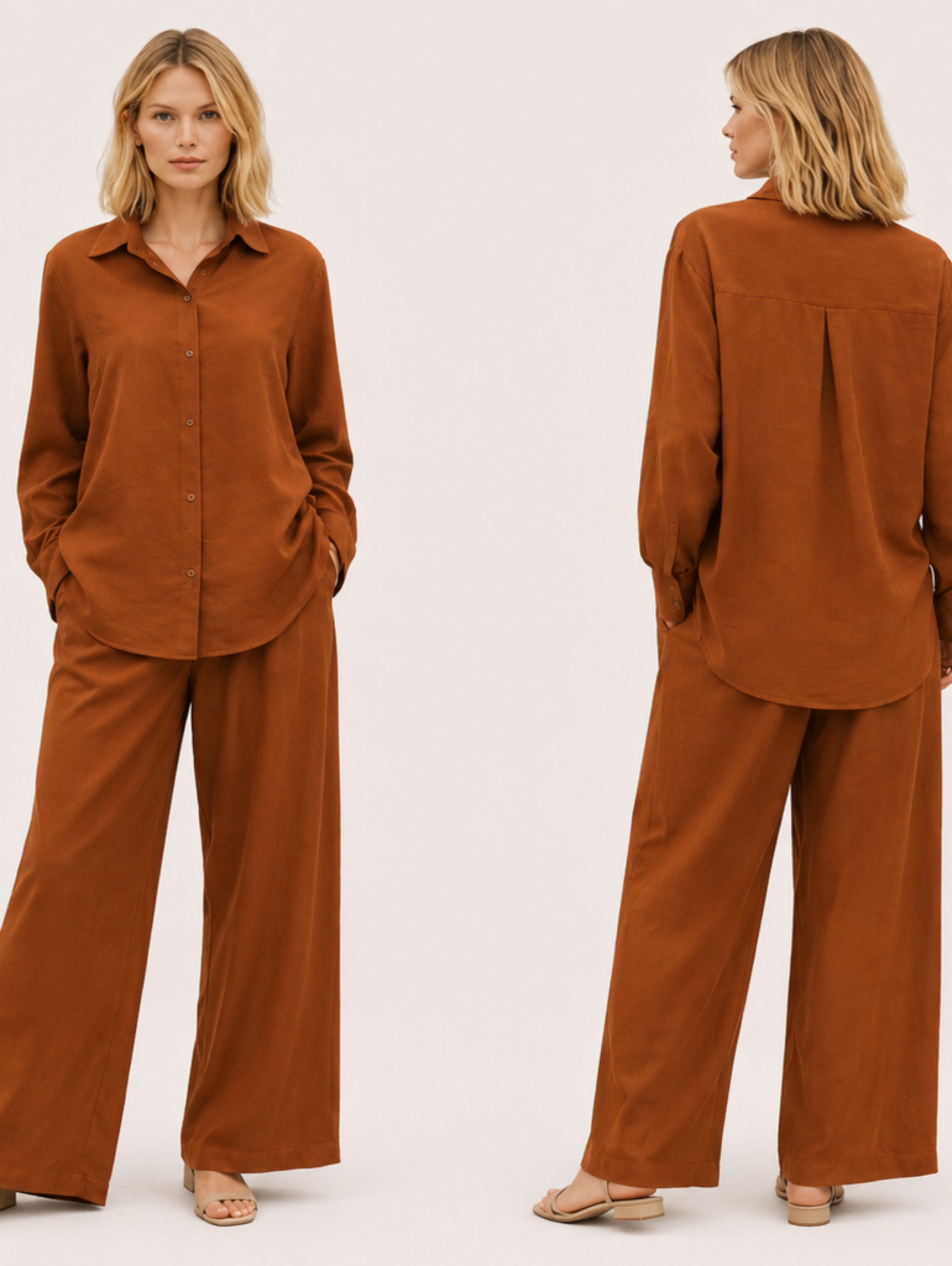 Conjunto Camisa Manga Longa Calça Pantalona Alfaiataria