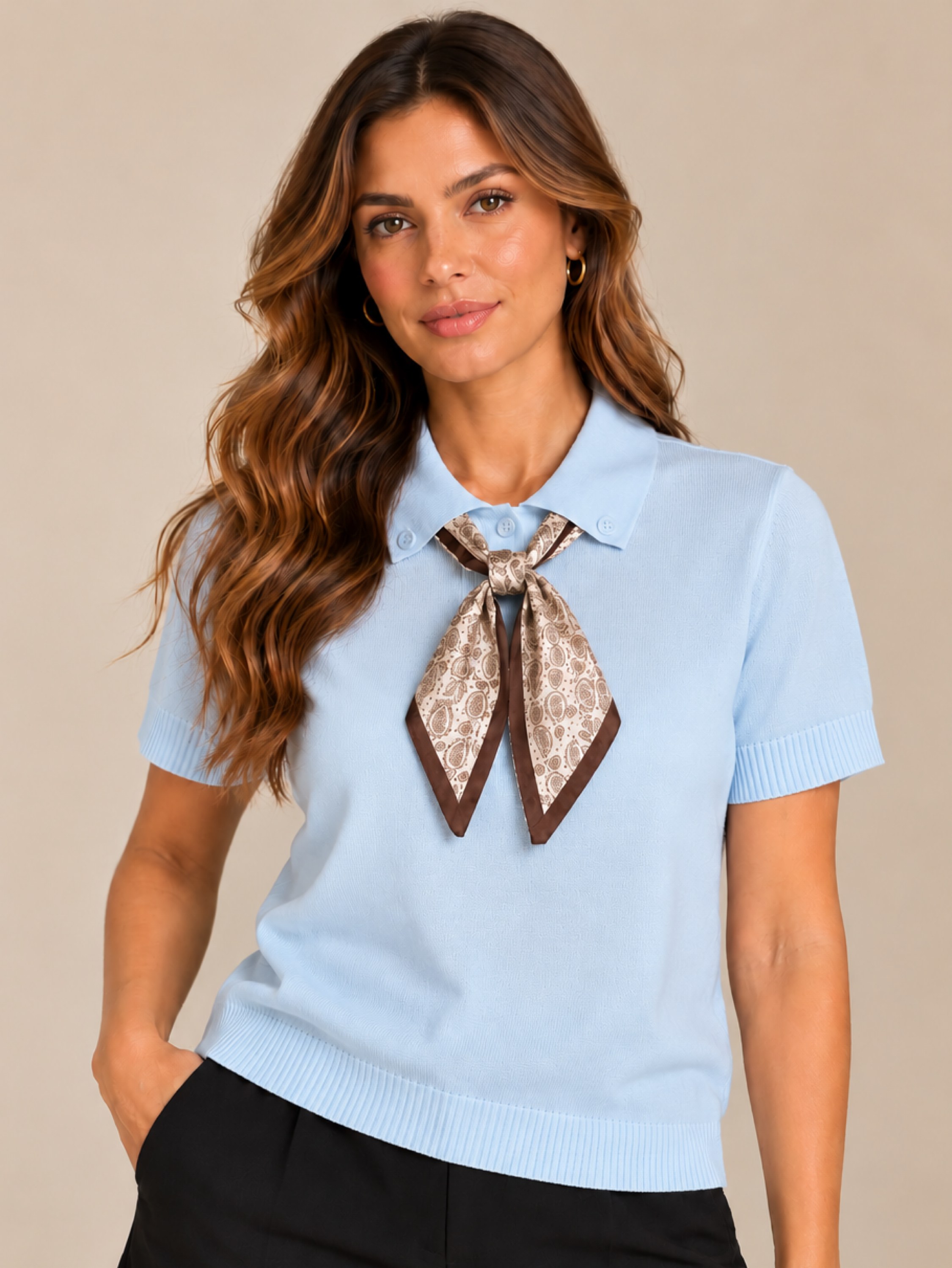 Blusa Modal Premium com Lenço Elegance #108