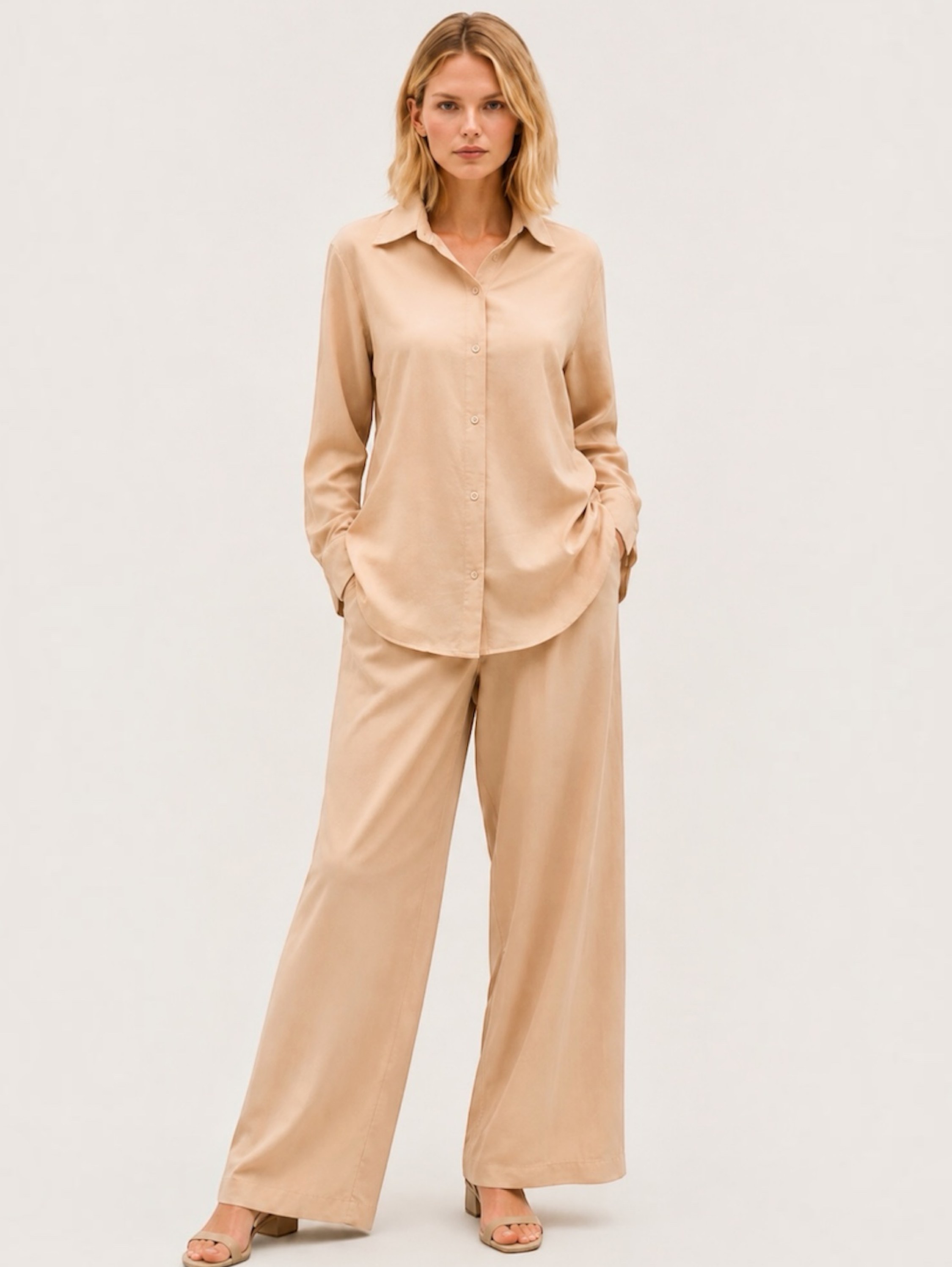 Conjunto Camisa Manga Longa Calça Pantalona Alfaiataria