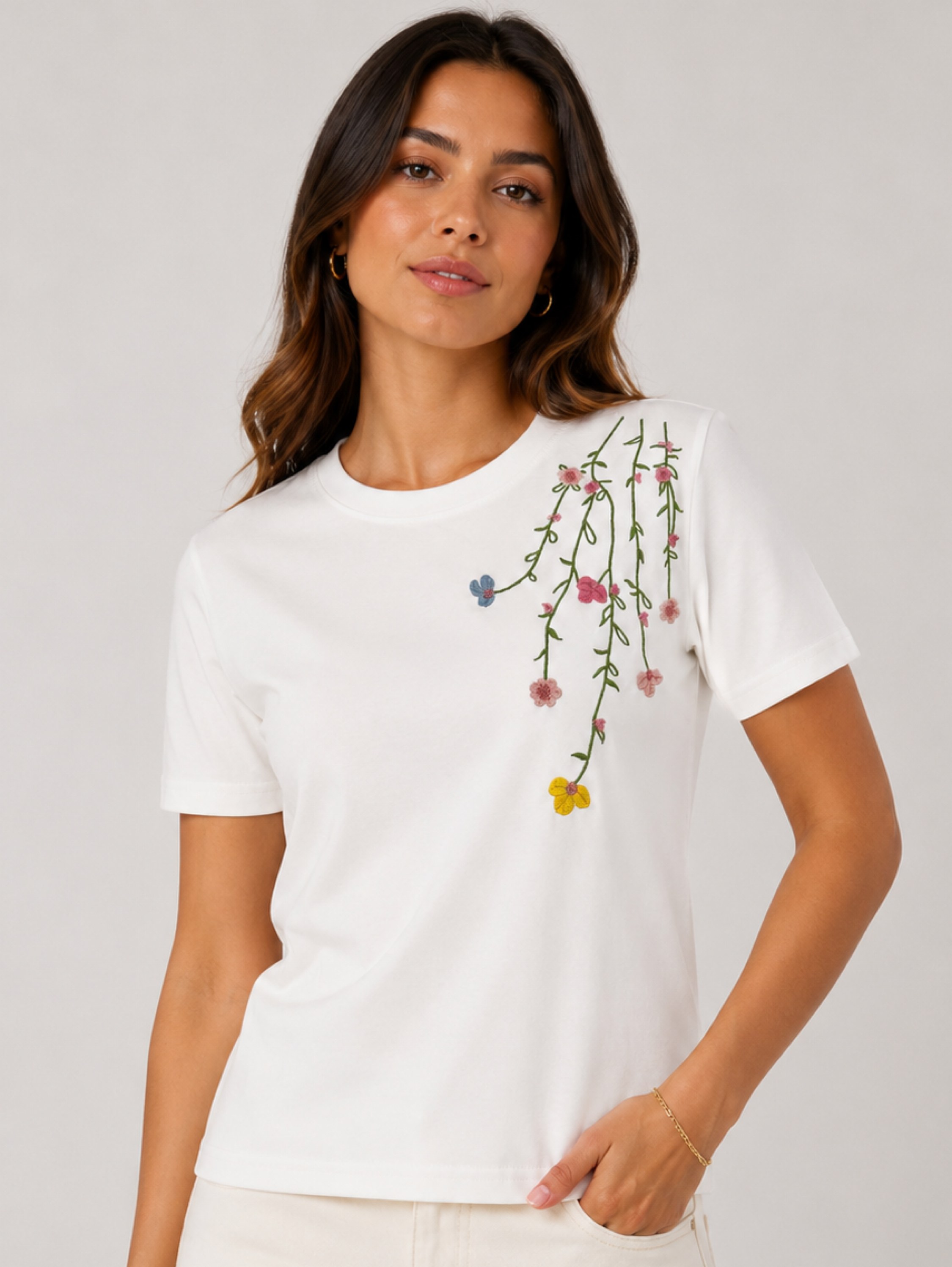 Blusa Floral Bordada Premium Feminina #508