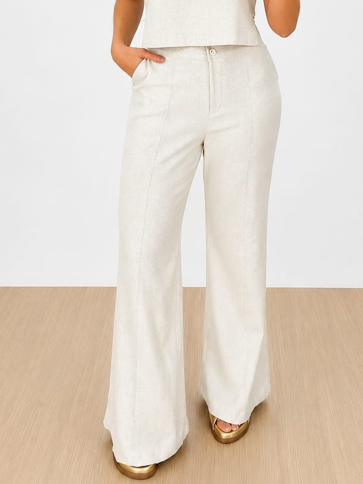 Calça Pantalona em Linho Premium Elegante.