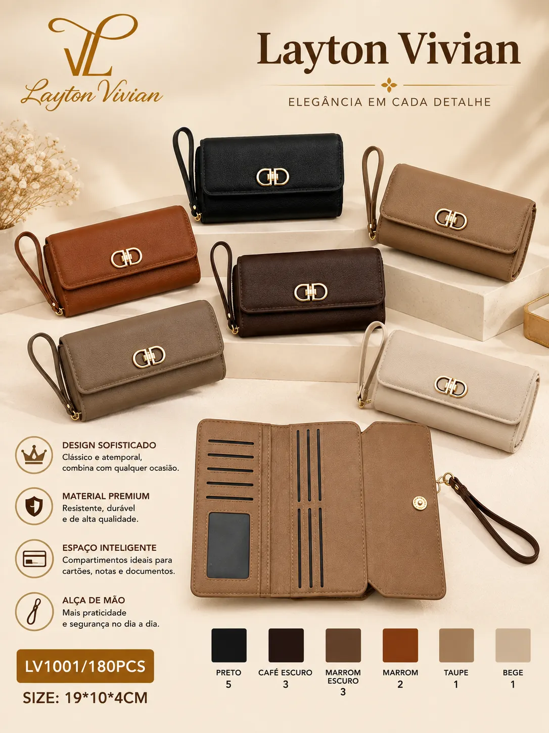 Carteira Feminina [LV1001] com Alça e Porta-Cartões