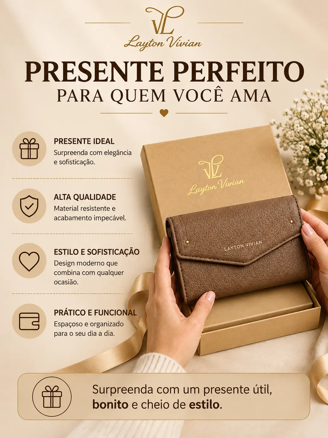 Carteira Feminina [LV1002] com Alça e Porta-Cartões