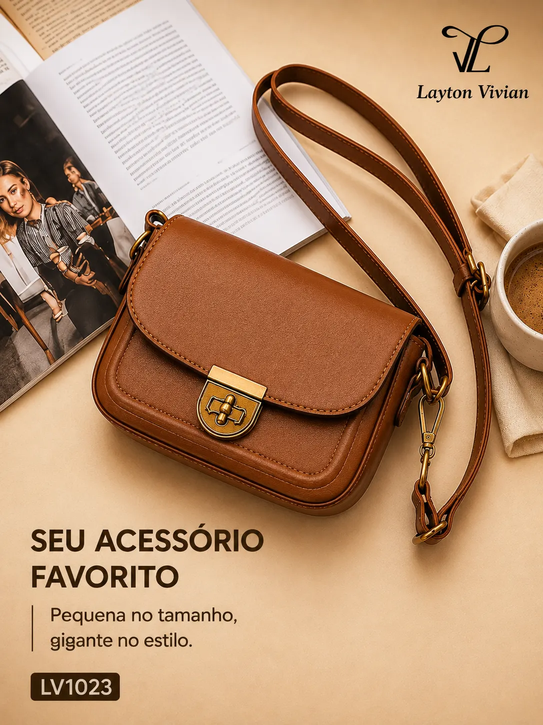 Bolsa Feminina LV-1023 Tiracolo Estruturada com Carteira