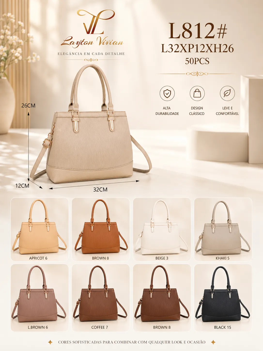 Bolsa Feminina Ombro Tote Elegante Grande Alça Transversal
