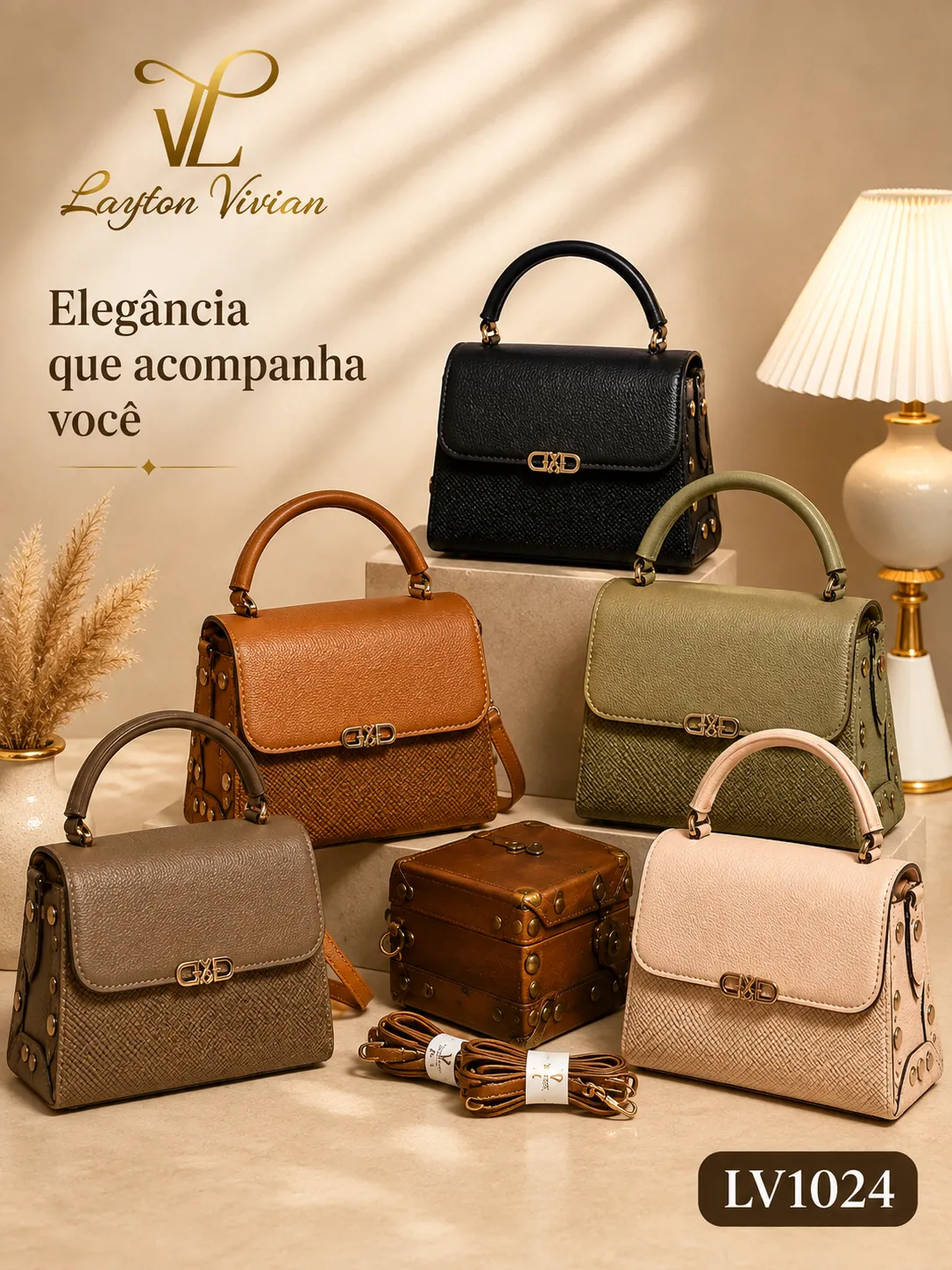 Bolsa Feminina LV-1024 Estruturada com Alça Ajustável