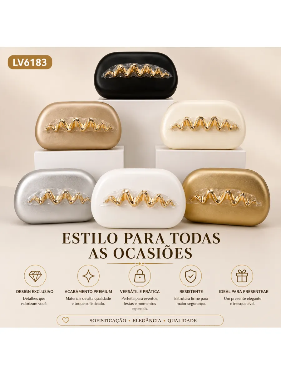 Bolsa Clutch Festa Luxo Feminina Elegante Ombro Premium