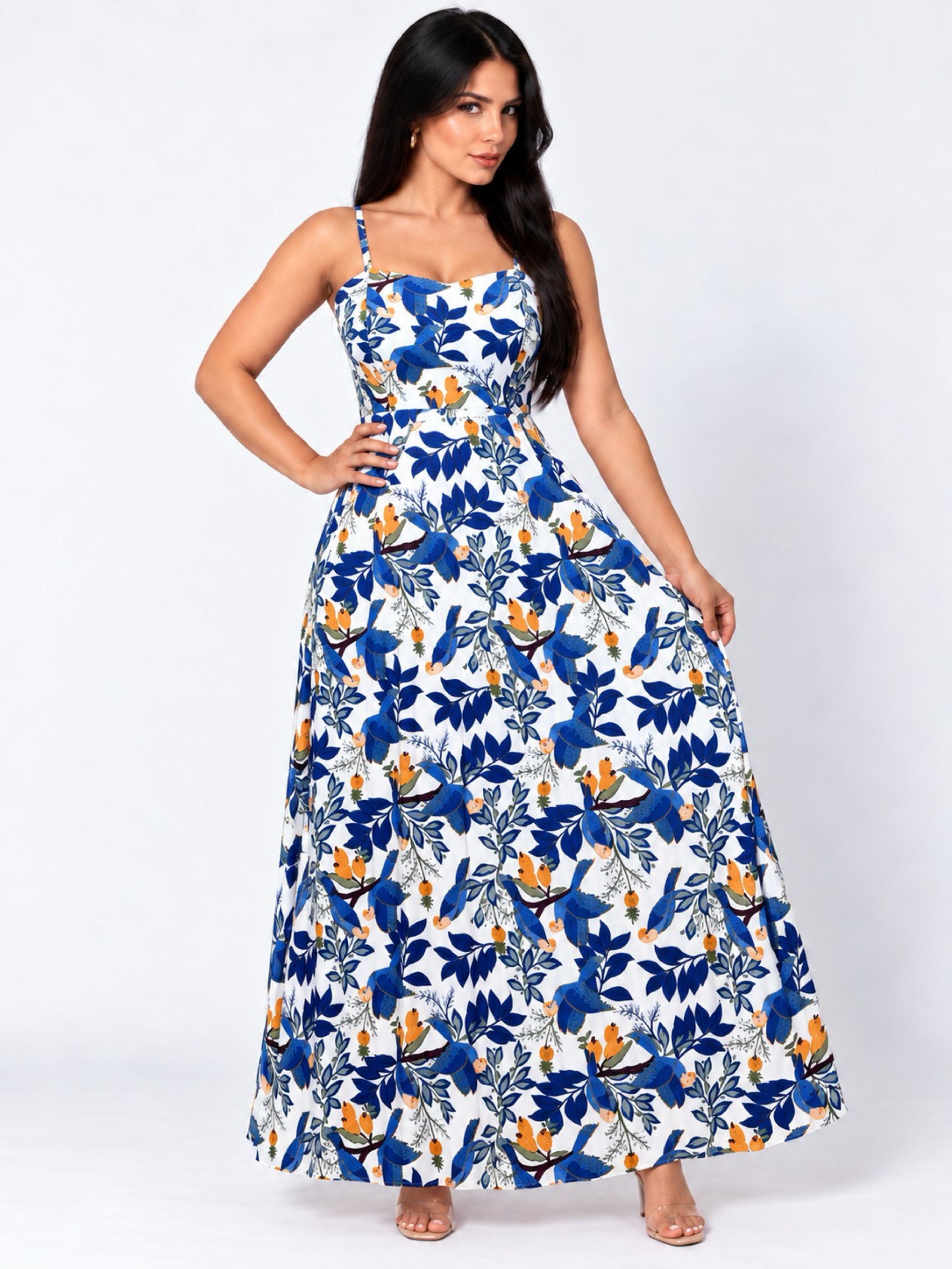 Vestido Plissado Moda Feminina Estampando