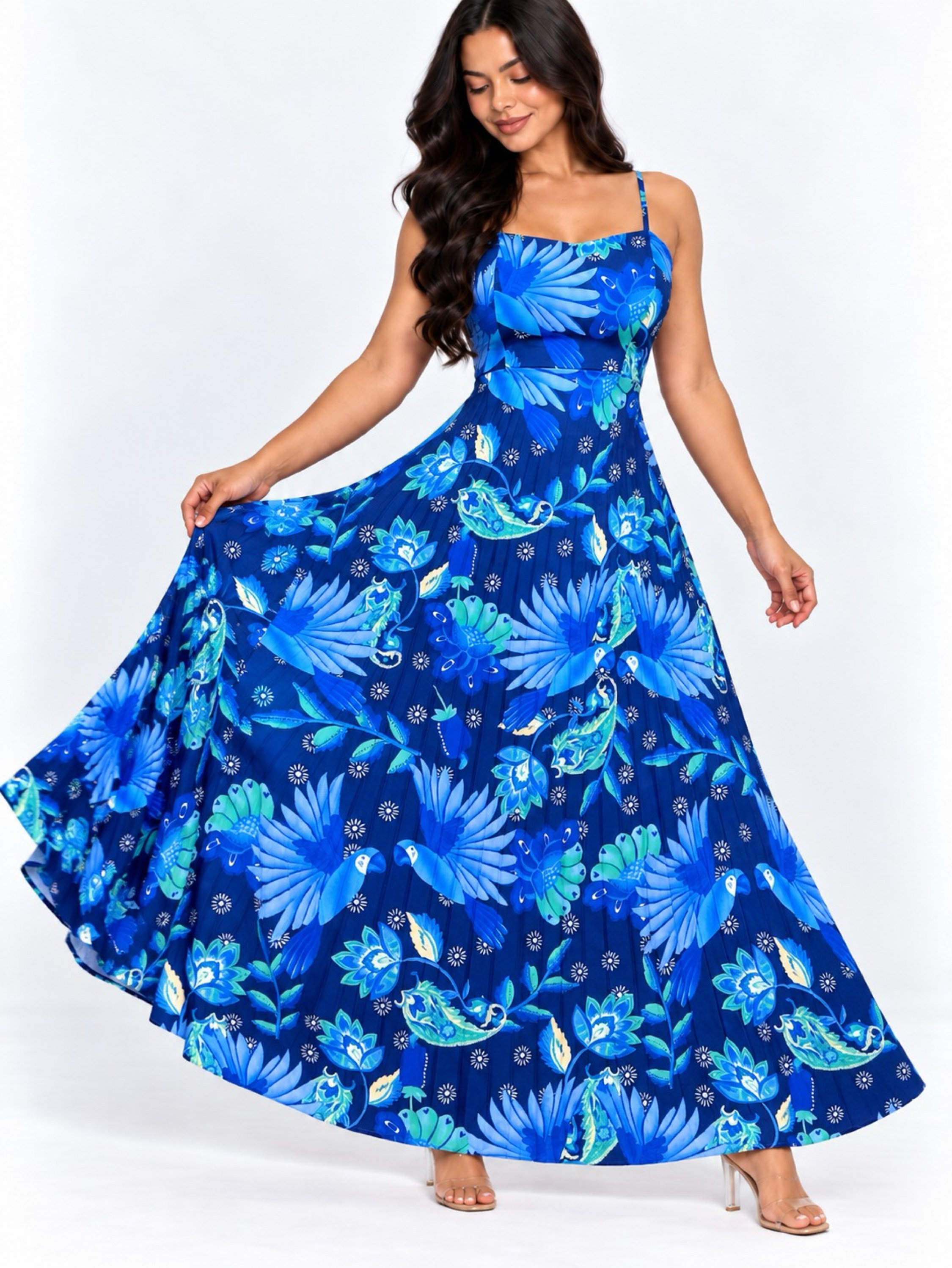 Vestido Longo Plissado Arara Moda Feminina