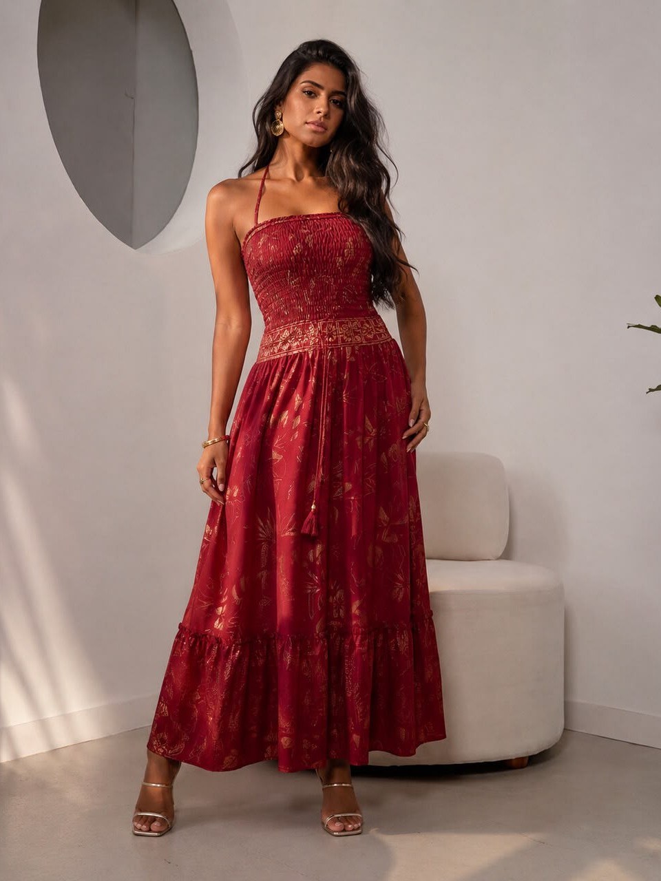 Vestido seda Longo