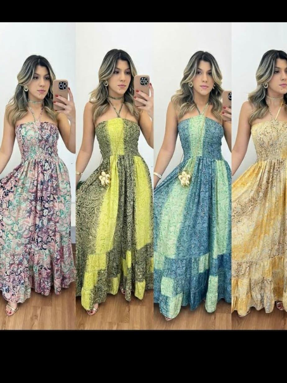 Vestido Longo Indiano Seda