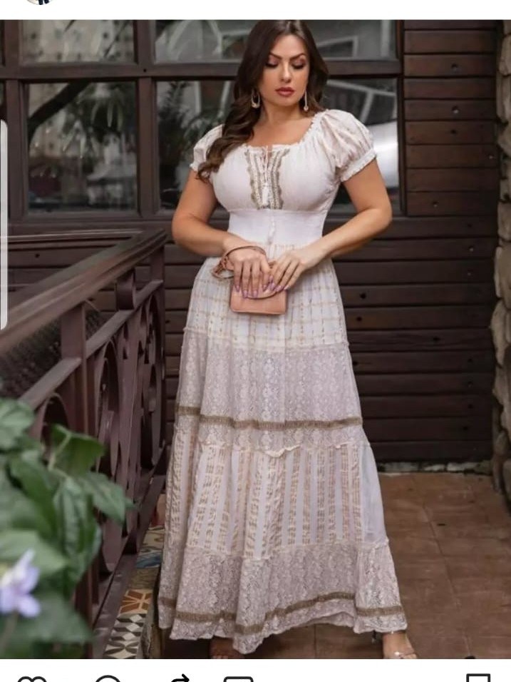 Vestido Longo Indiano cru