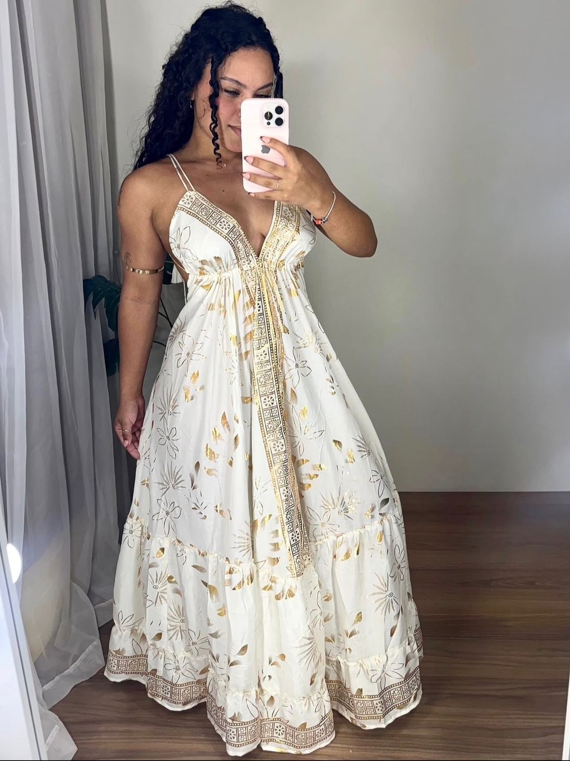 Vestido seda costa nua indiana
